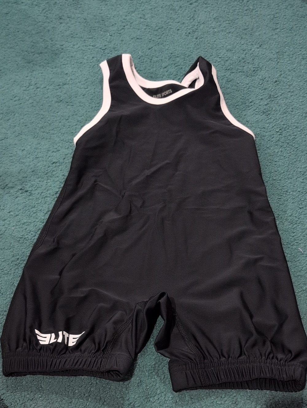 Black Youth Large Wrestling Singlet with White Trim